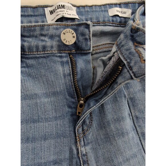 William Rast Crop Flare Jeans Womens 27 Blue Frayed Hem Stretchy Festival Boho - Picture 5 of 12